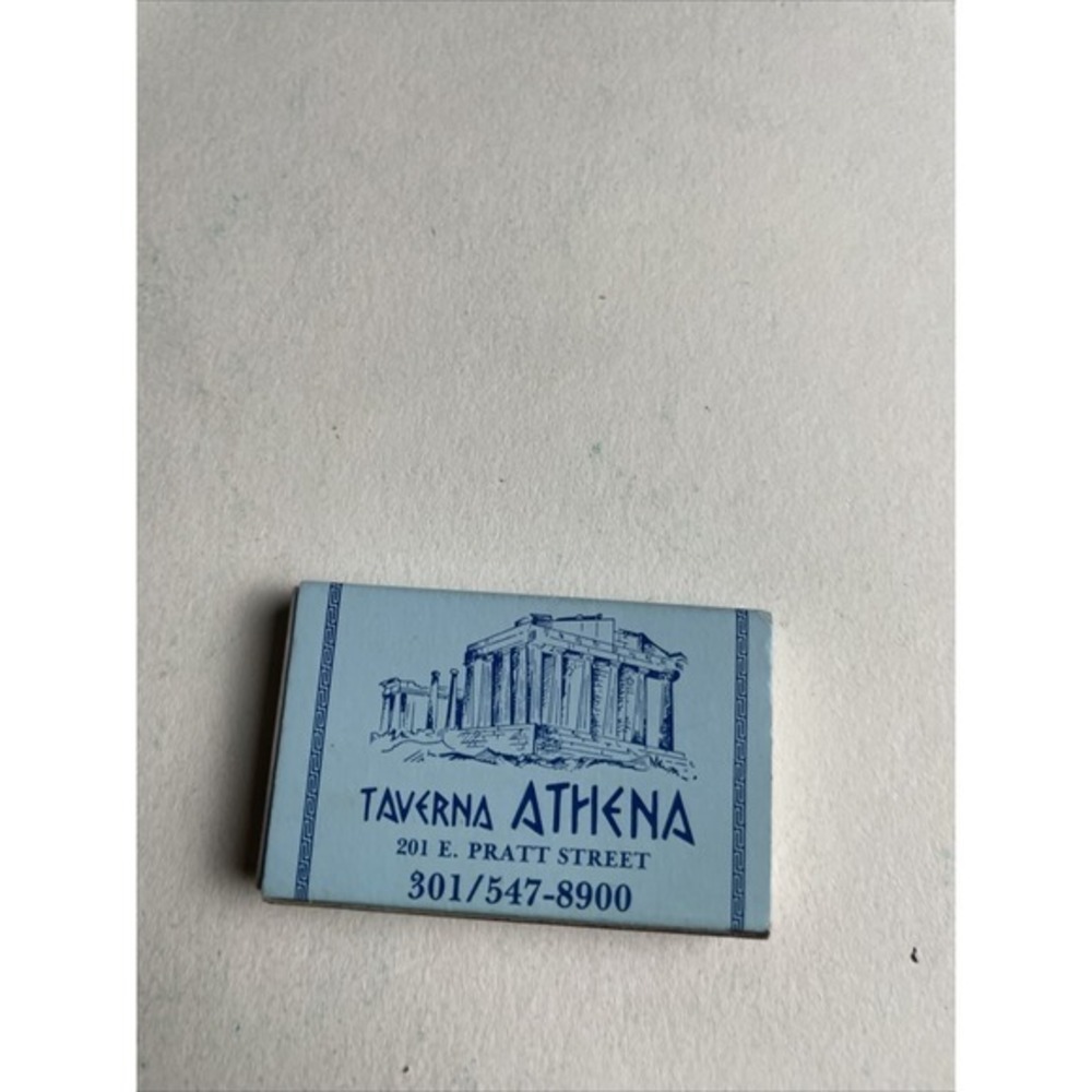 Vntg Taverna Athena Baltimore MD Harbor Place Match Box Full Unstruck Baby Blue - Picture 3 of 4